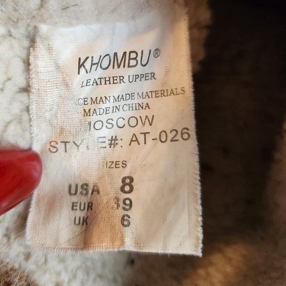 Khombu womens fuzzy boots brown leather suede 8 - Picture 3 of 8